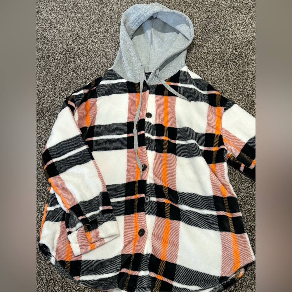 Soft, plaid hoodie jacket